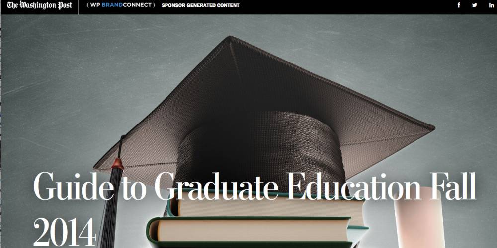 Four universities pooled resources for the WP Brand Studio to produce a native guide to post-graduate education. 