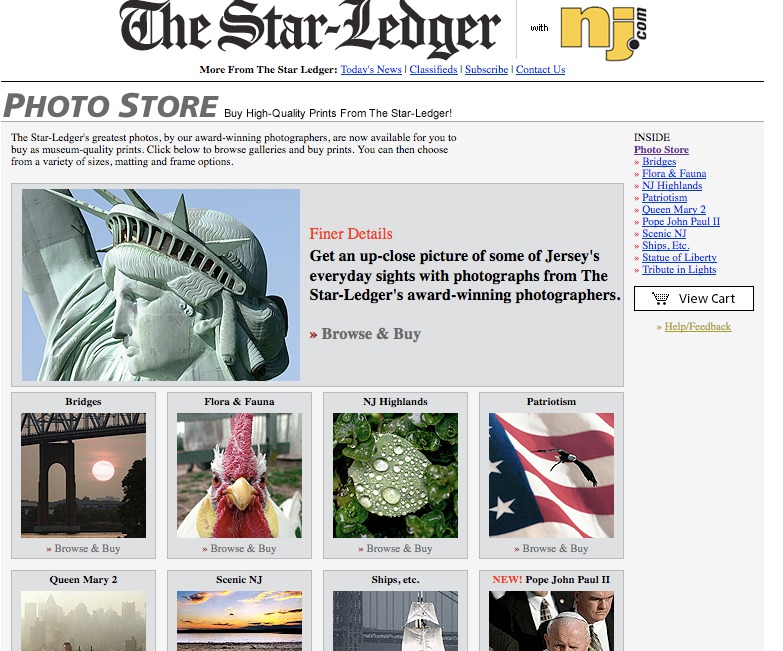 The Akron Star Ledger sells "art" photos from its photographers.