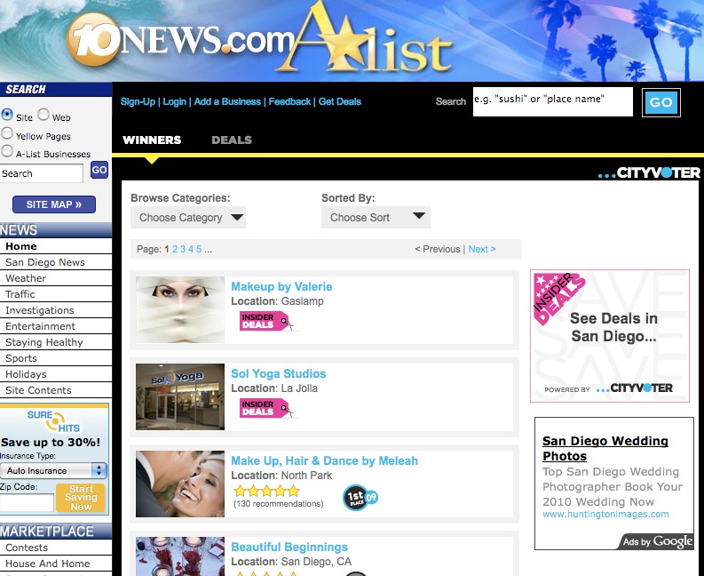 A-list members at KGTV's site in San Diego are also part of a directory. 