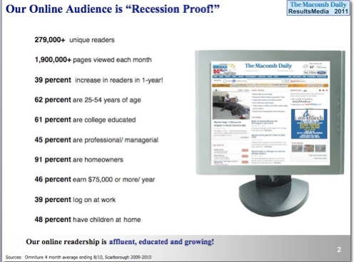 Presentation: Show how the online audience is "recession proof"