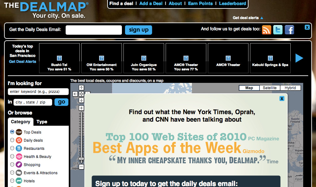 TheDealMap was in the Top 100 Mobile Applications of 2010