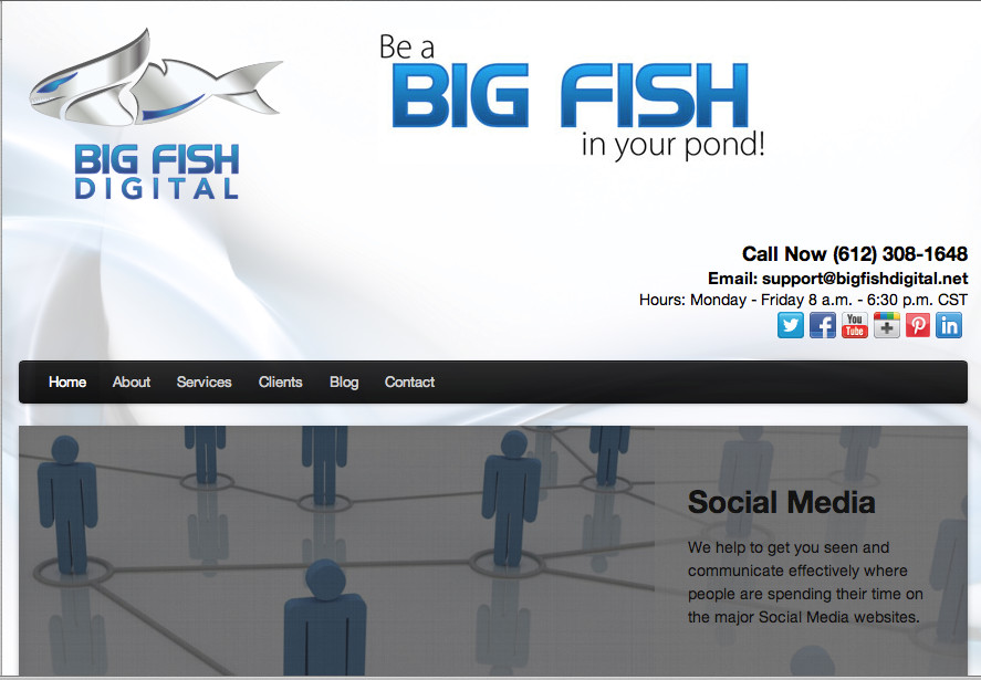 Big Fish Digital is a separate brand. Click to enlarge these screen shots as you tour the agency here. 